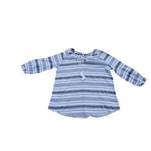 Striped Long-Sleeve Tassel Blouse By Merona S